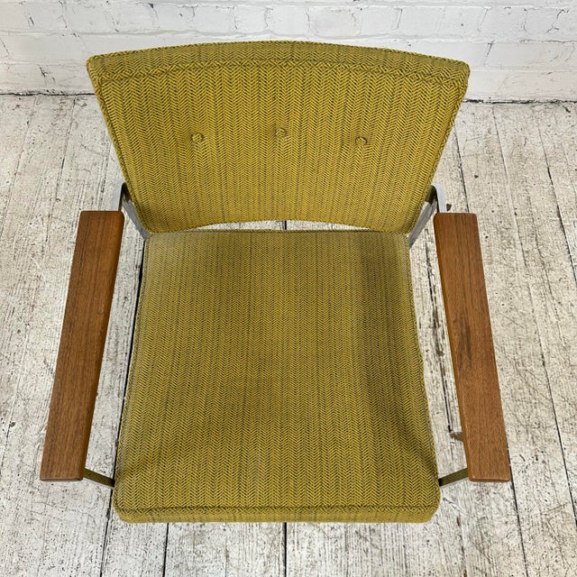 Wood Mid Century Modern Robert John Stainless Steel Armchair For Sale - Image 7 of 12