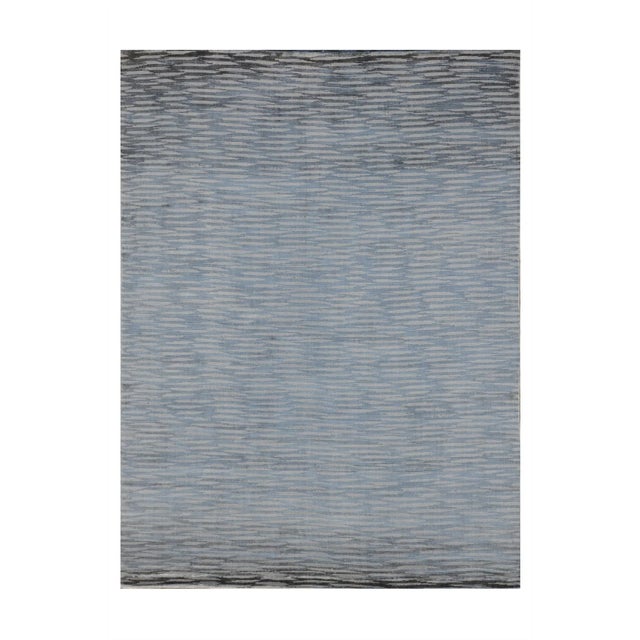 Wood Vintage Hand Knotted Modern Wool & Viscose Rug- 6x9 For Sale - Image 7 of 7