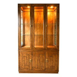 Vintage Drexel Heritage Woodbriar II Collection Illuminated Three-Door For Sale