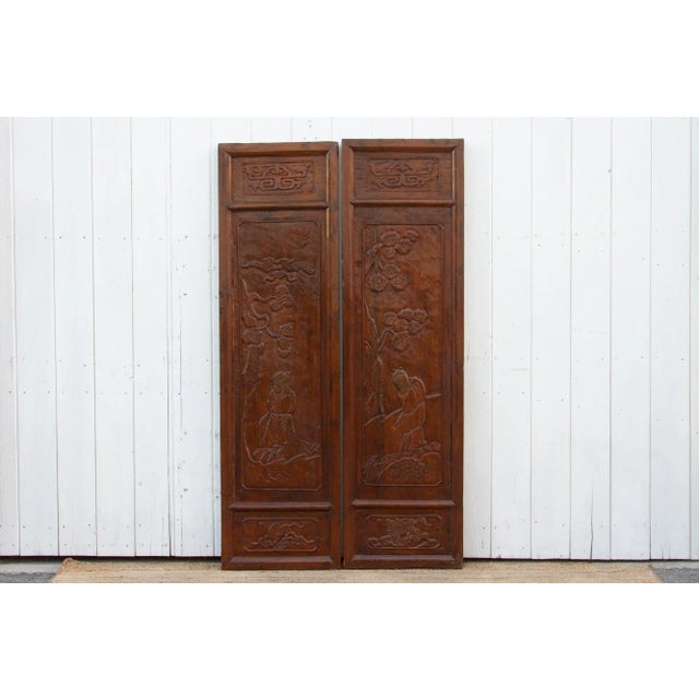 Chinese Set of 2, Carved Tang Dynasty Style Panels For Sale - Image 3 of 7