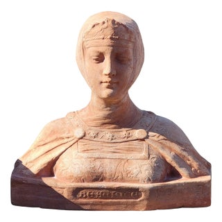 Early 20th Century Terracotta Bust of Beatrice For Sale