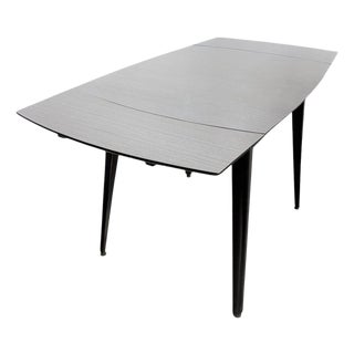 Extendable Dining Table with White Formica Top with Black Legs For Sale