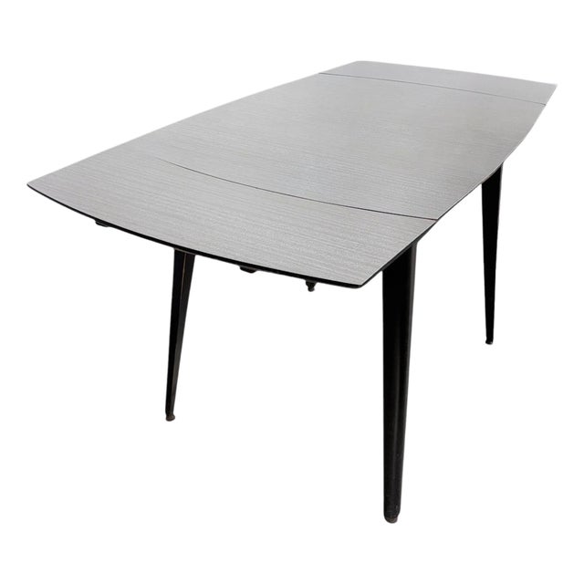 Extendable Dining Table with White Formica Top with Black Legs For Sale