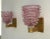 Italian Art Deco Style Brass and Pink Rostrato Murano Glass Wall Sconces, 1990s, Set of 2 For Sale - Image 4 of 13