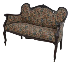 Vintage French Victorian Newly Upholstered Settee Loveseat