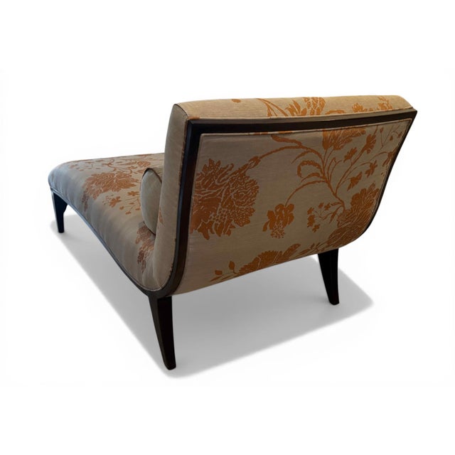 Taupe Transitional Silk Damask Chaise or Reamier For Sale - Image 8 of 11