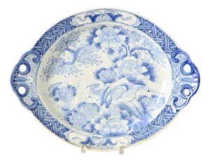 Japanese Hand-Painted Blue and White Porcelain Platter from Arita, 1880s
