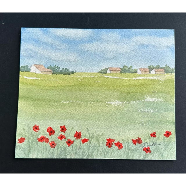 I love the way poppies literally pop against the green landscape. Here are some more poppies. Signed and ready to frame.