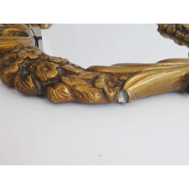 Glass Vintage Rococo French Gold Plaster Ornate Wall Mirror, 1960s For Sale - Image 7 of 11