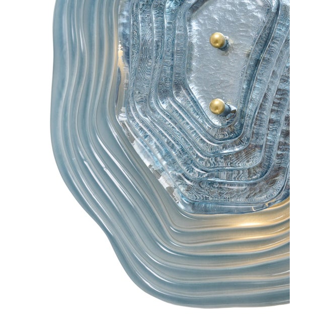 2020s Layered Venetian Glass Sconces in Blue and Silver Leaf, Murano, Macchie - a Pair For Sale - Image 5 of 9