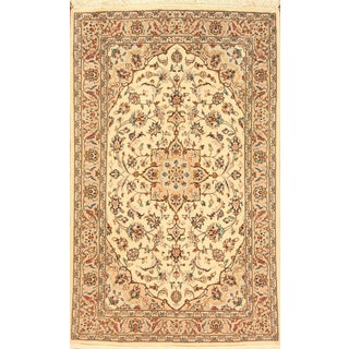 Middle Eastern Hand-Knotted Wool Rug with Floral Pattern For Sale