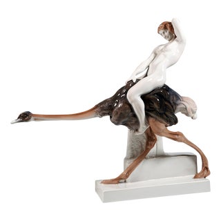 Nude on Ostrich in Porcelain from Rosenthal Selb, Germany, 1922 For Sale