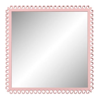 Fleur Home Carnival Gras Square Mirror in Authentic Pink, 49x49 For Sale