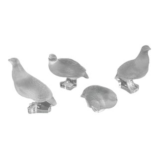 Lalique Crystal "Perdix" Sculptures, 4 For Sale