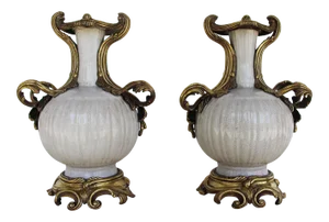 Antique Louis XV Chinese Gilt Bronze Ormolu Mounted Celadon Porcelain Vases - a Pair