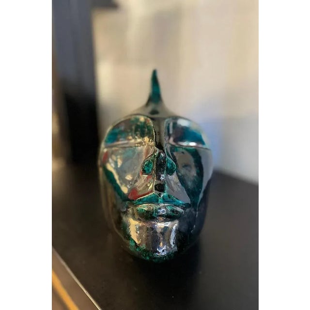 Head Fish Sculpture in Glazed Ceramic, 1960s For Sale - Image 4 of 12