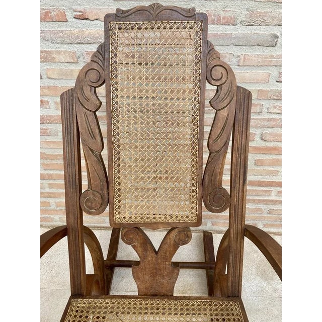 Set of 20th Century Art Deco Bentwood Rocking Chairs with Reed Seats For Sale - Image 4 of 11