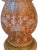 Metal 1960s Hollywood Regency Ceramic Lamp, Pale Orange With White Chinoiserie Decoration. Terra Cotta Base. Original Lampshade With Greek Key Tape Trim For Sale - Image 7 of 9