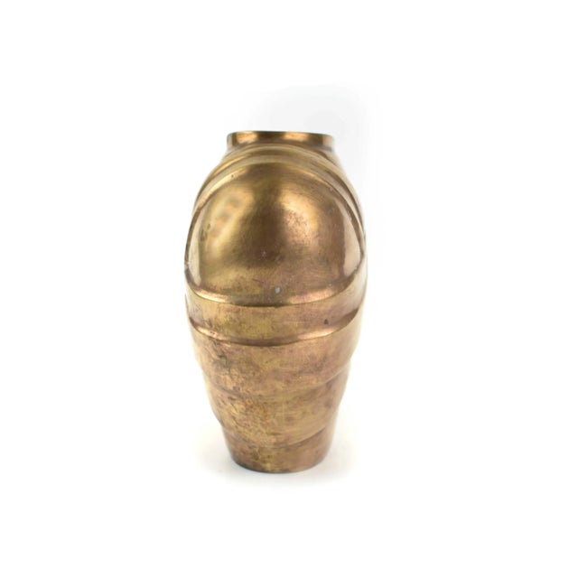 Late 20th Century Late 20th Century Modern Art Deco Gold Solid Brass Vase For Sale - Image 5 of 6