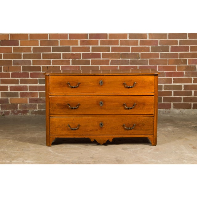 18th Century 18th Century French Walnut Commode with Three Drawers and Carved Apron For Sale - Image 5 of 12