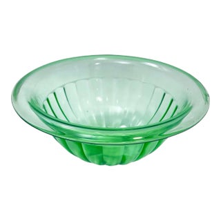 1940s Art Deco Green Glass Bowl For Sale