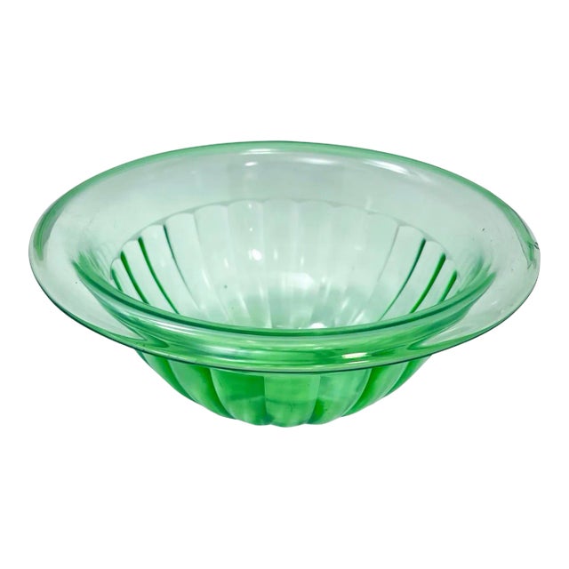 1940s Art Deco Green Glass Bowl For Sale