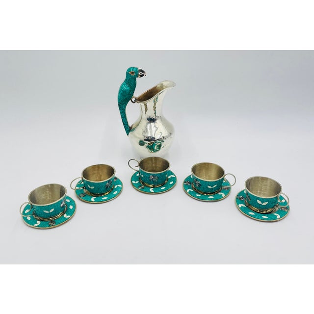 1950s Taxco Mexico Parrot Handle Silver Plate Alpaca Drink Service Set - Set of 11 For Sale In Los Angeles - Image 6 of 18