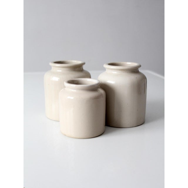 Antique Early 20th Century Cream Stoneware Crocks, Set of 3 For Sale - Image 9 of 15