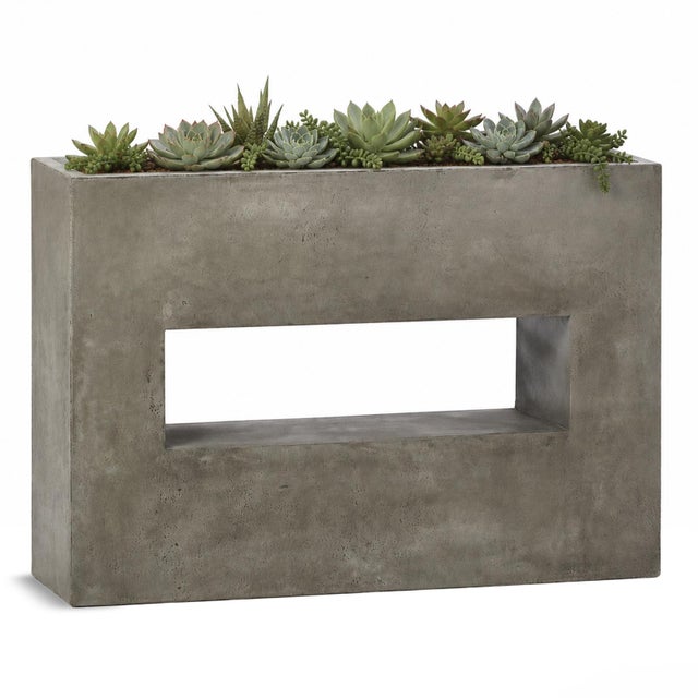 Contemporary Modern Minimalist Cement Hole Planter For Sale - Image 3 of 3