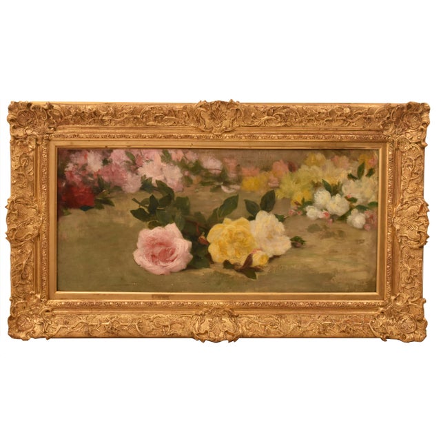 Achille Théodore Cesbron, Jeté De Roses,19th Century, Oil Painting on Canvas, Framed For Sale - Image 10 of 10