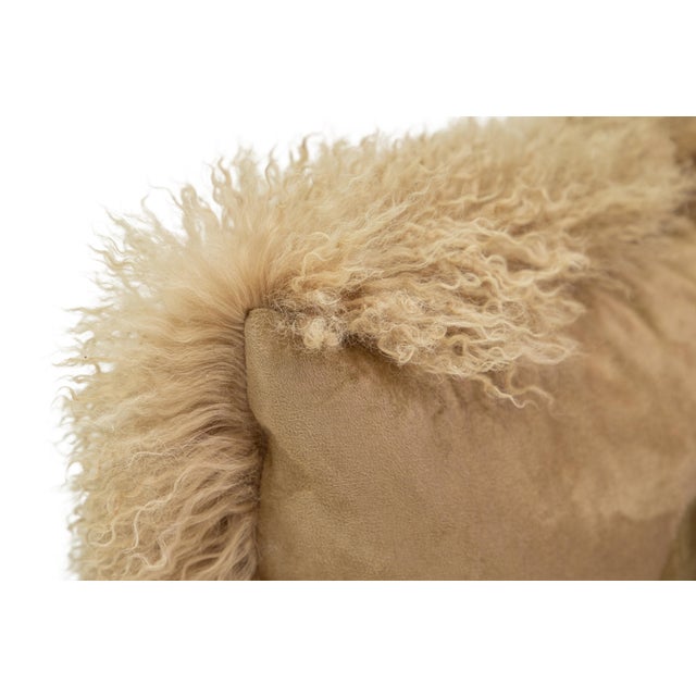 2020s Modern Mongolian Lamb Fur Single Side Pillow in Tan Color For Sale - Image 5 of 5