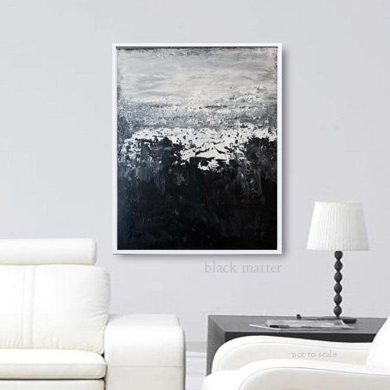 Textile Abstract Modern Original Black White Grey Art Painting For Sale - Image 7 of 10