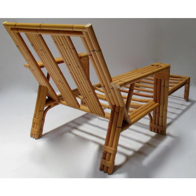 1990s C.1990''s David Sutherland "Makassar" Collection Leather-Strapped Bamboo Rattan Chaise For Sale - Image 5 of 13