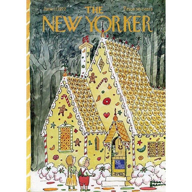 Original vintage New Yorker magazine cover dated June 17, 1972 featuring a Lottery theme. Cover illustration by Charles...