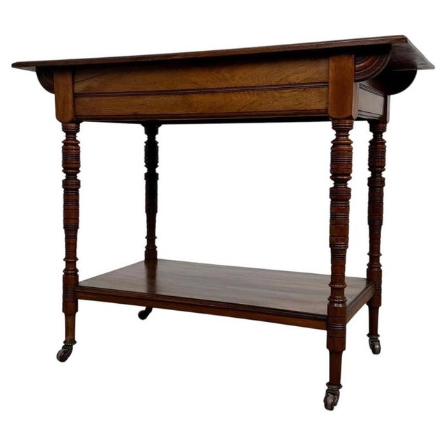 Brown Antique English Walnut Side Table, 1900s For Sale - Image 8 of 10
