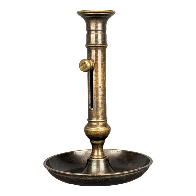 Antique Dark Bronze Push-Up Candlestick Holder For Sale