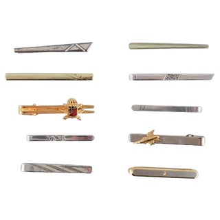 Danish Tie Pins in Sterling Silver and Gold-Plated Metal, Set of 10 For Sale