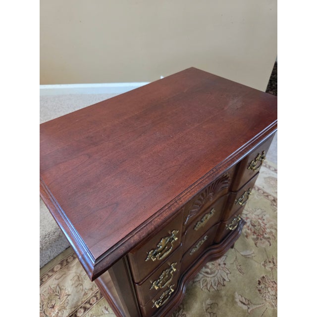 Wood Chippendale Style Block Front 3 Drawer Nightstand Chest Bedside Table For Sale - Image 7 of 13