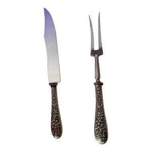 Vintage Dutch 90 Silverplated Nieuwpoort Knife and Fork Carving Set- 2 Pieces