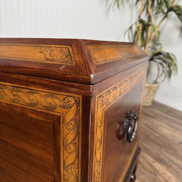 Alfonso Marina Late 20th Century Alfonso Marina Spanish Colonial Marquetry Trunk For Sale - Image 4 of 18
