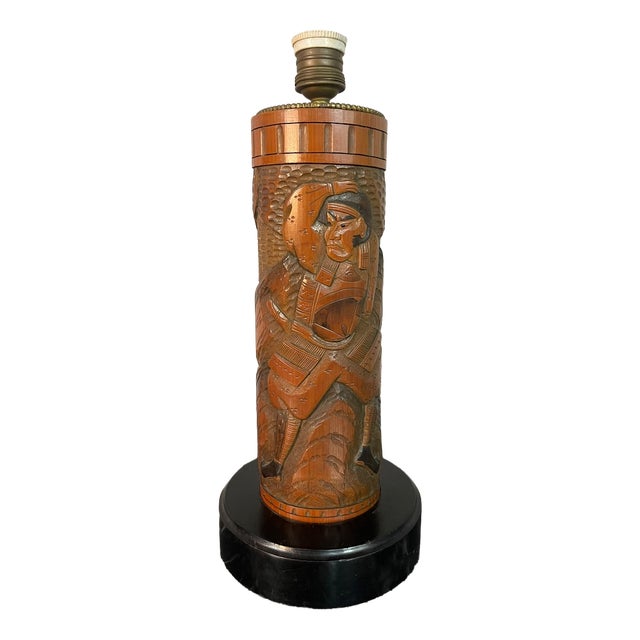 20th Century Japanese Carved Bamboo Samurai Lamp Base, 1960s For Sale