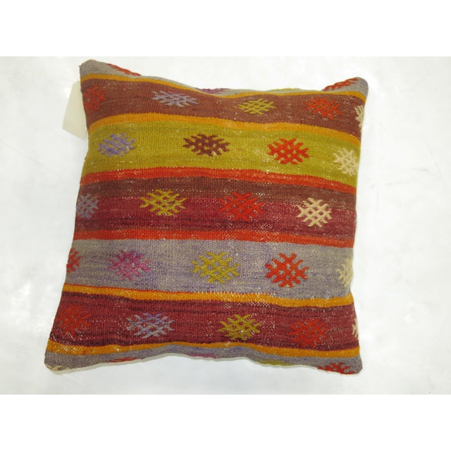 Colorful Vintage Kilim Pillow For Sale - Image 4 of 5