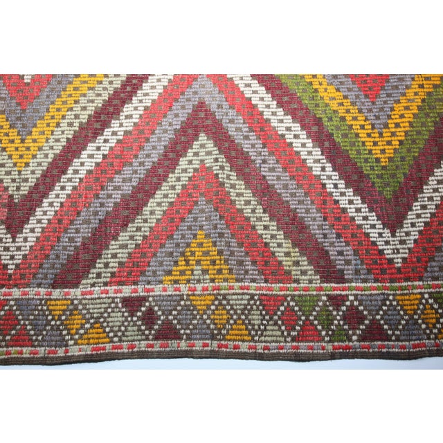 1960s 1960s Handmade Emproidery Vintage Turkish Floor Kilim-6' X 8' 3'' For Sale - Image 5 of 12