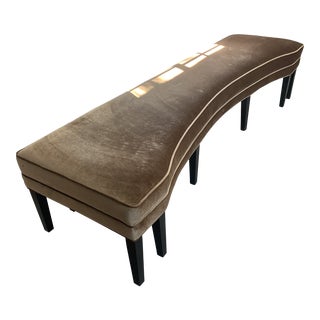Mid Century Velvet Ottoman For Sale