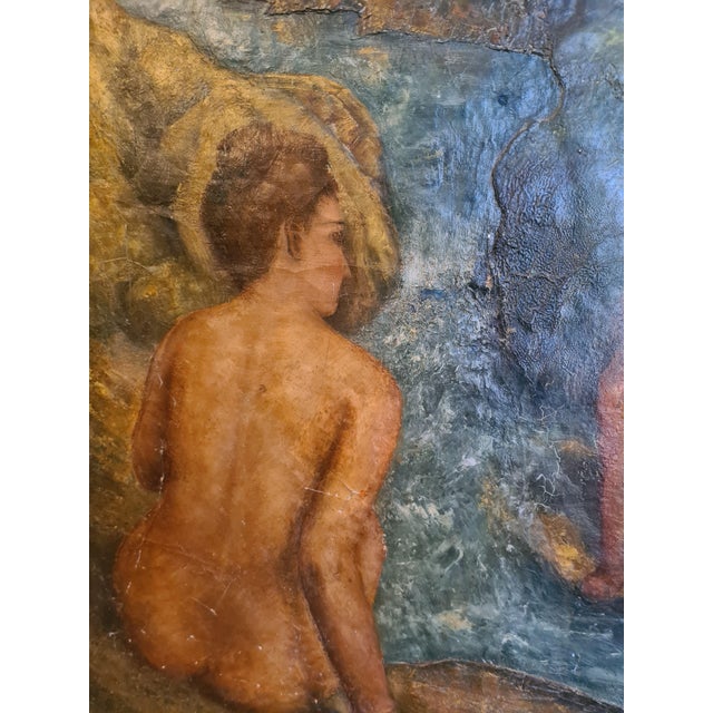 Hoshizaki Konosuke, The Nude Female Bathers, 20th Century, Impasto Oil on Canvas, Framed For Sale - Image 4 of 14