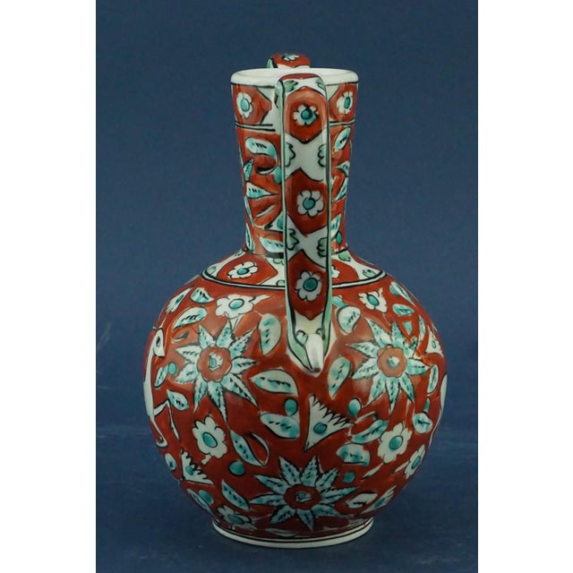 Ceramic 20th Century Ceramic Vase with Iznik Decoration and Stylized Ibex by Icarus Rhodes, Greece, 1950s For Sale - Image 7 of 18