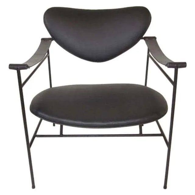 Tony Paul Styled Wrought Iron & Leather Strap Arm Lounge Chair For Sale - Image 13 of 13