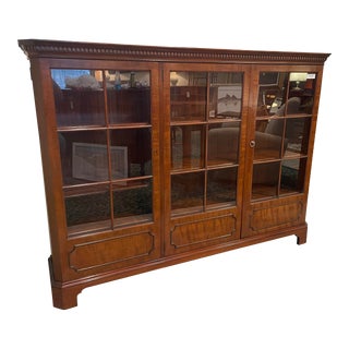 1960s Vintage Mahogany Bookcase W/Three Doors For Sale