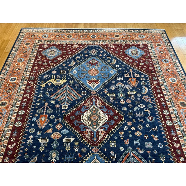 1990s Large Qashqai Tribal Rug - 9′1″ × 12′7″ For Sale - Image 10 of 11