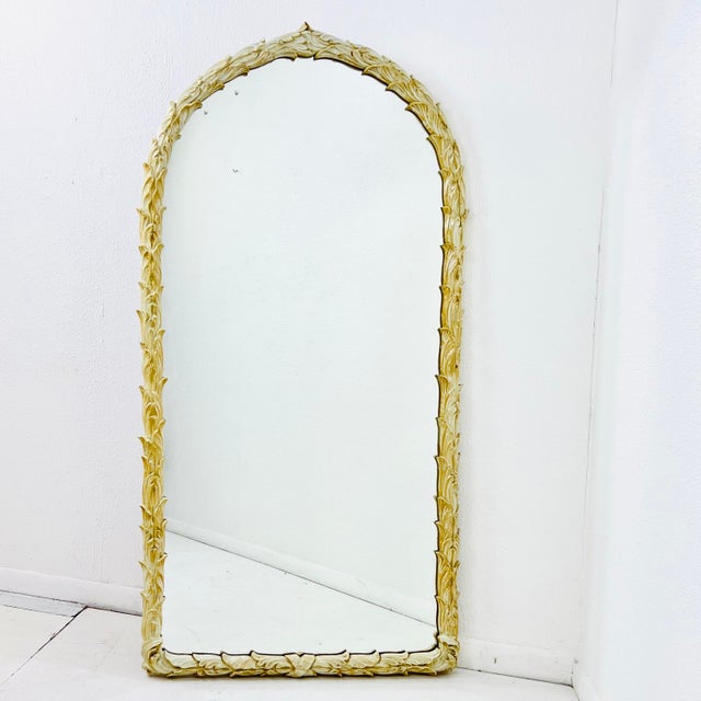 Hollywood Regency Full Length 1970s Palladio Carved Palm Leaf Arch Mirror For Sale - Image 3 of 14